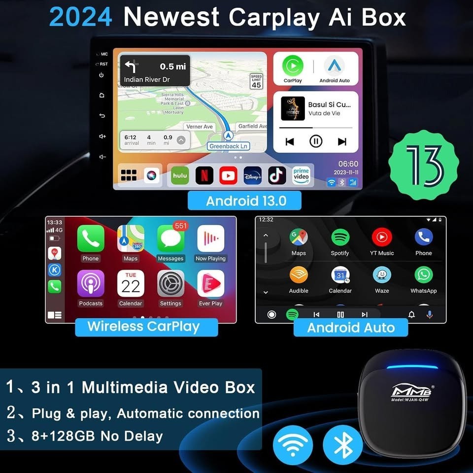 MMB MAX Magic Ai Box 4.0, Wireless CarPlay/Android Auto Adapter, 2025 Upgraded 8