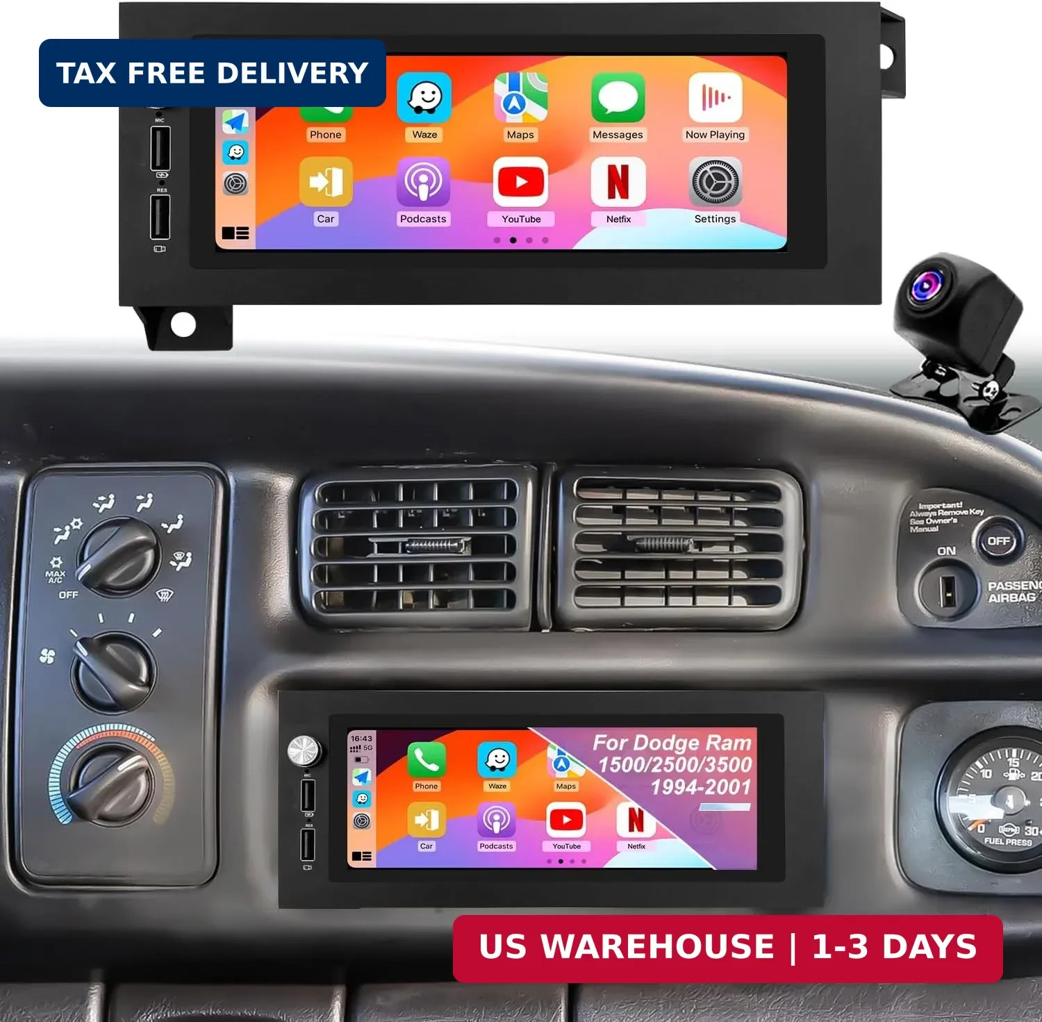 5G WiFi Car Radio for Dodge Ram 1500/2500/3500 1994-2001, Jeep Wrangler 1997-200
