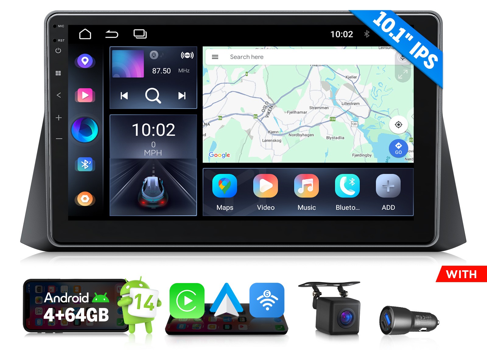 Android 14 10.1″ IPS Car Radio GPS Navigation CarPlay for Honda Accord 2008-2012