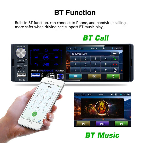 4.1inch HD Touch Screen Car 1 DIN MP5 Player FM AM RDS AUX USB w. 12 LED Camera