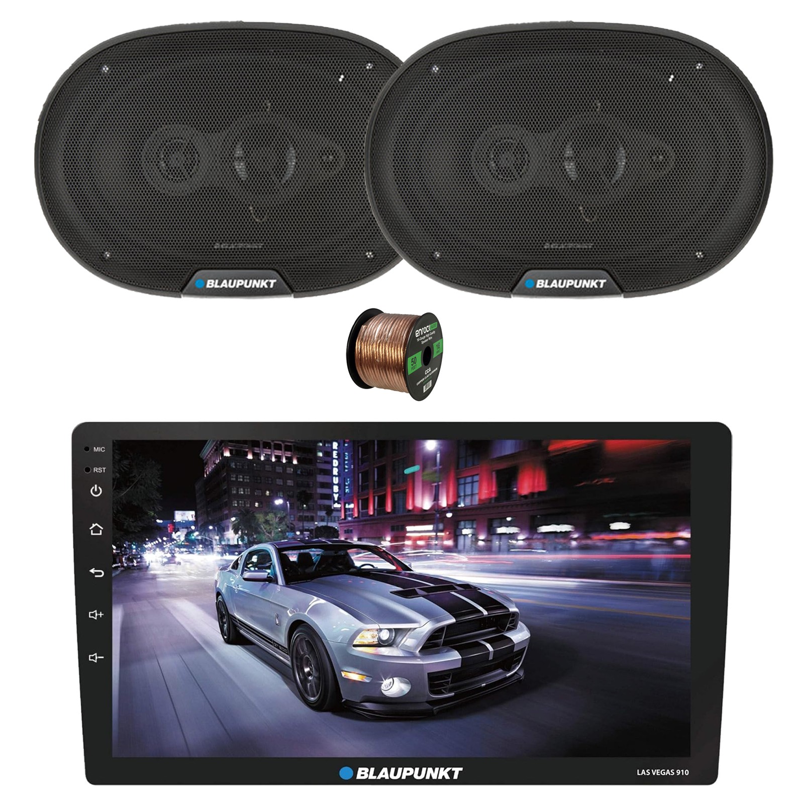 Blaupunkt Las Vegas 910 10″ Touchscreen WiFi Receiver, 2x 6×9″ 70W Speaker, Wire