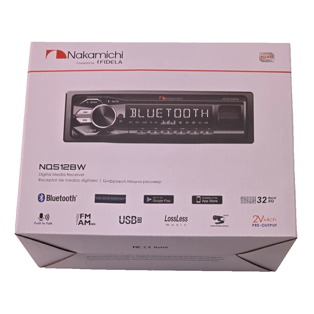 Nakamichi NQ512BW 1DIN Mechless Car Stereo Dual Bluetooth 5.1 App Control RV