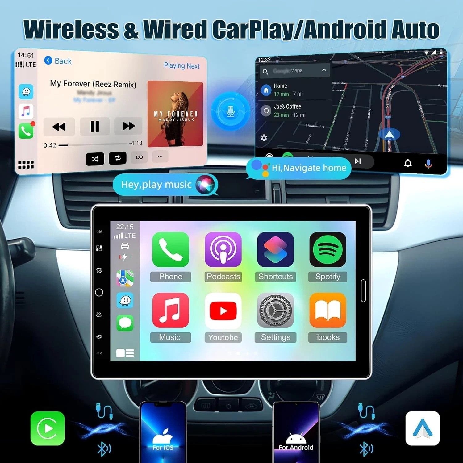 High-Definition 10.1 Inch Car Stereo: Bluetooth, YouTube, and Steering Control