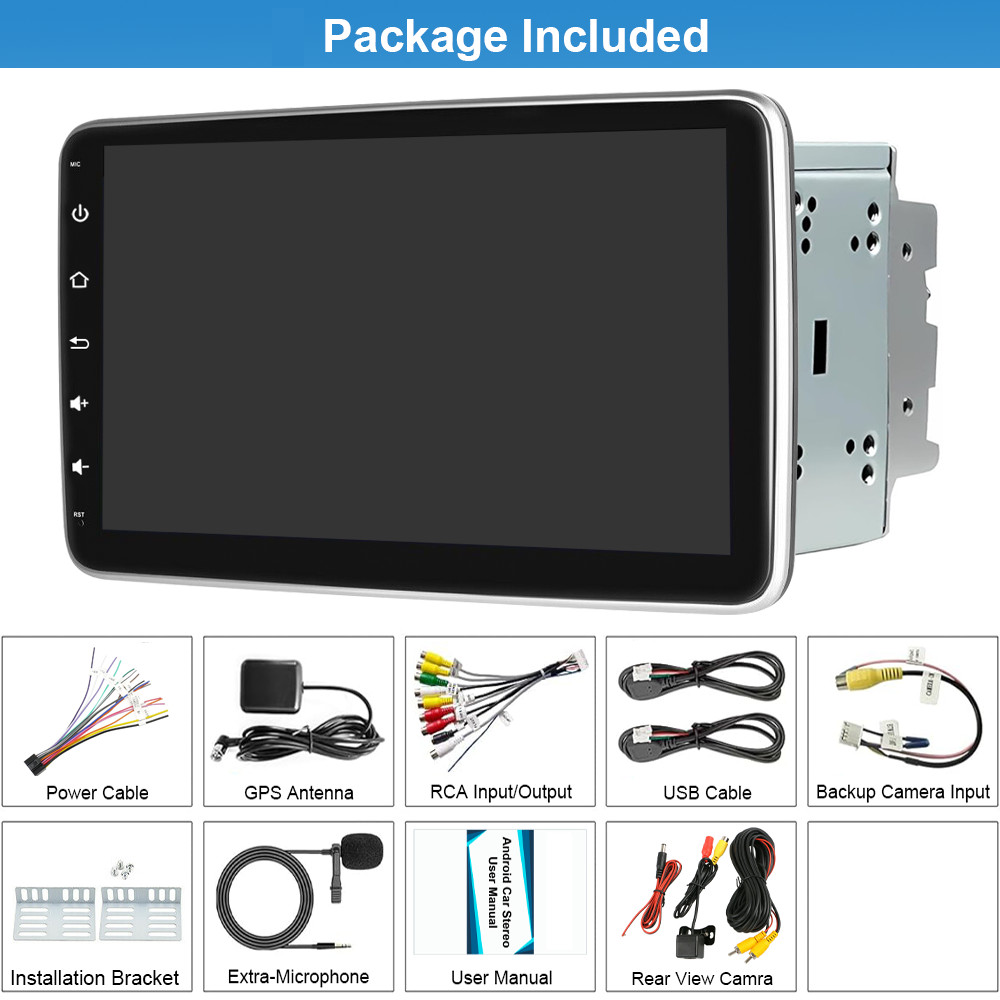 10.1″ Double DIN Car Stereo Apple Carplay Android 15 GPS WiFi BT Rotatable Radio