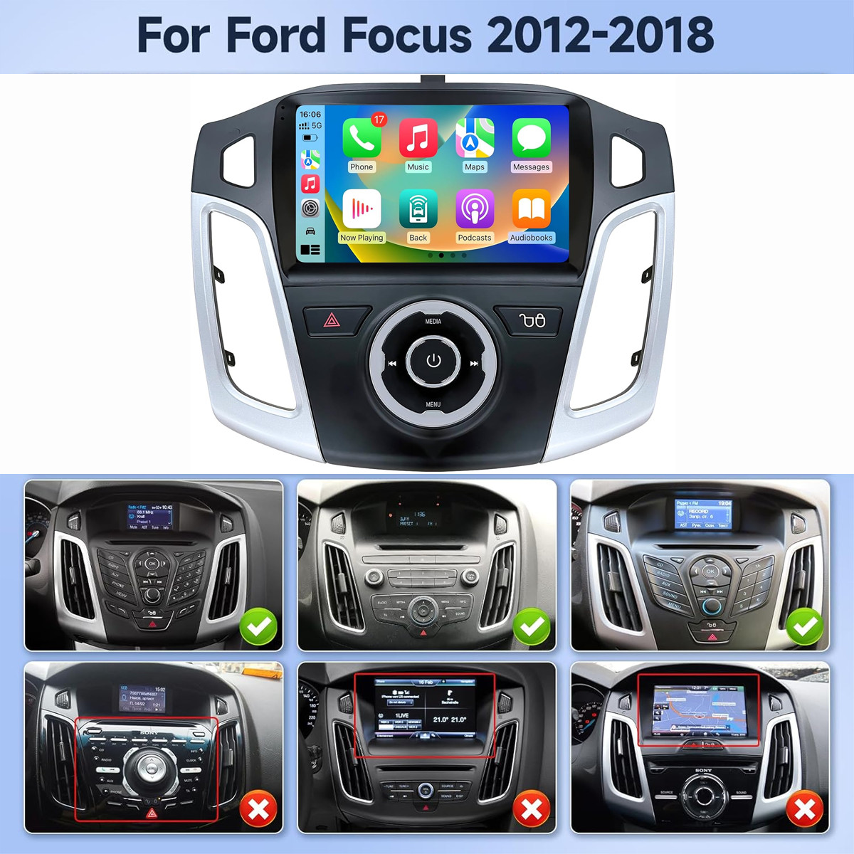 4+64G For Ford Focus 2012-18 Car Android CarPlay Radio Stereo GPS Navi 1280*800