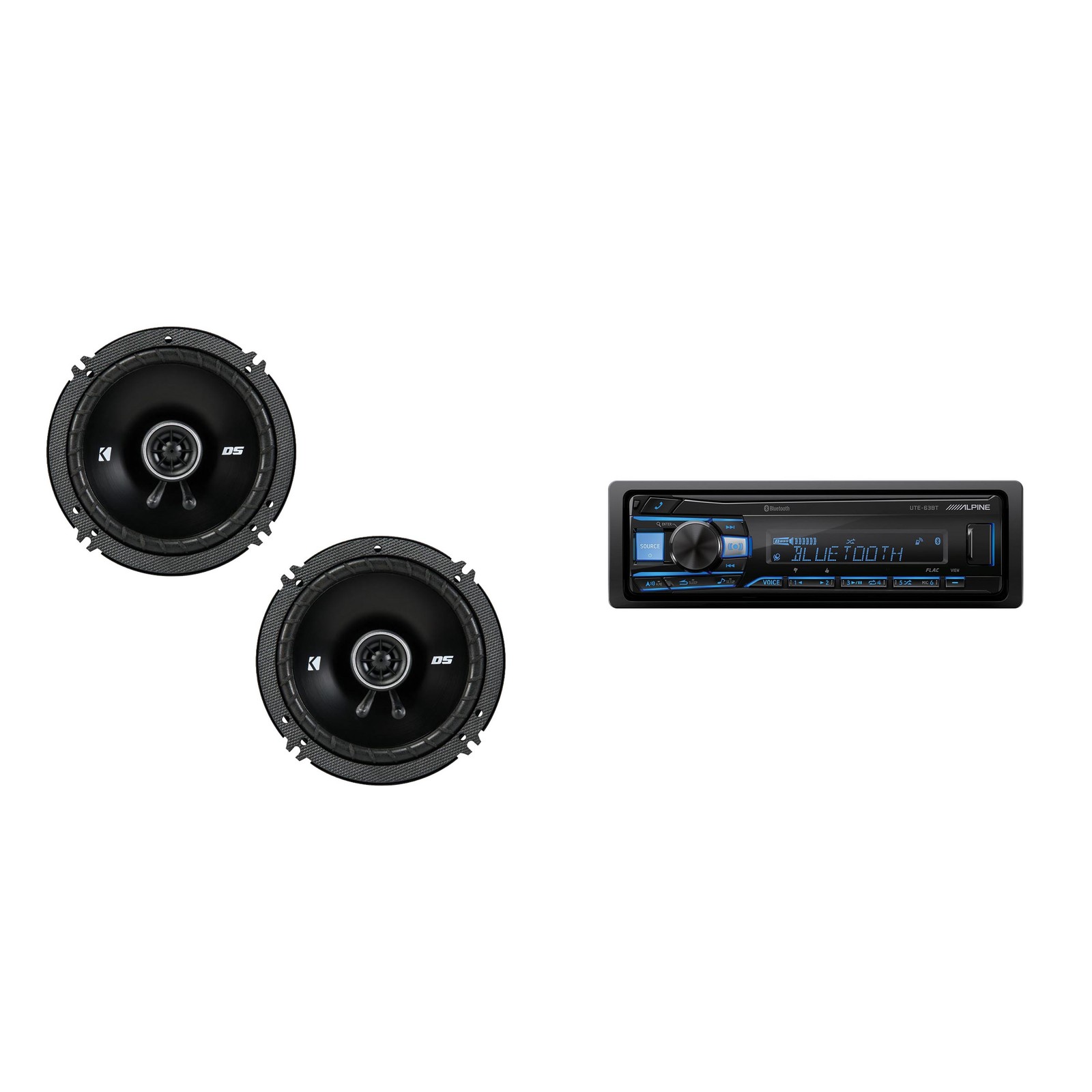 Alpine UTE-63BT Bluetooth Receiver & Kicker DSC 6.5″ Speakers