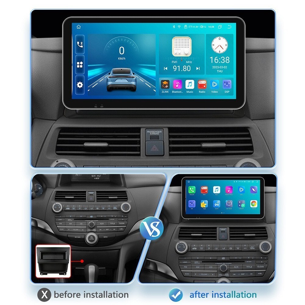 10.33” Touch Screen Car Stereo GPS Radio 4+32GB For Honda Accord 2008-2013
