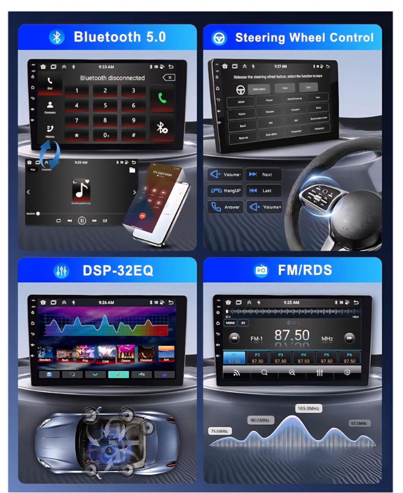 Android Auto Car Stereo, 9″ 1280×720 IPS Touchscreen for Honda CRV 2012-16