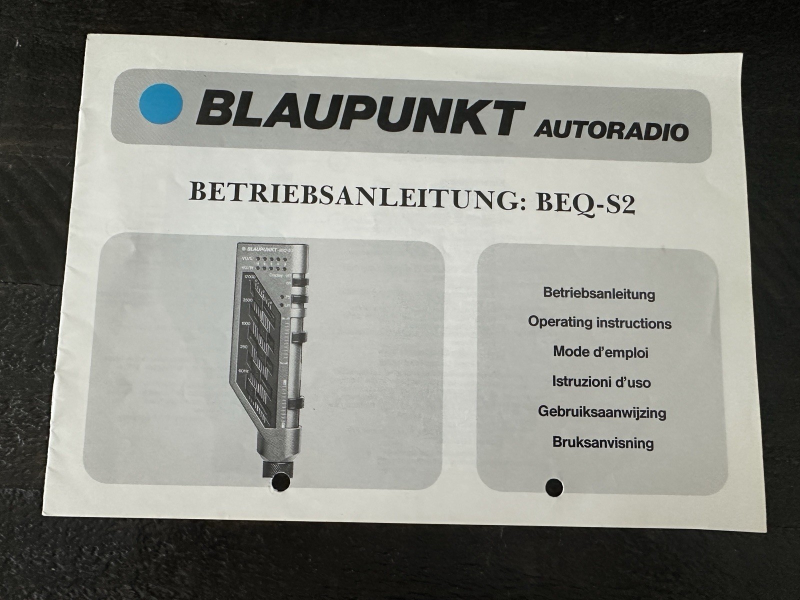 Blaupunkt Gooseneck Equalizer BEQ-S2 EQ Operating User Manual Book Porsche
