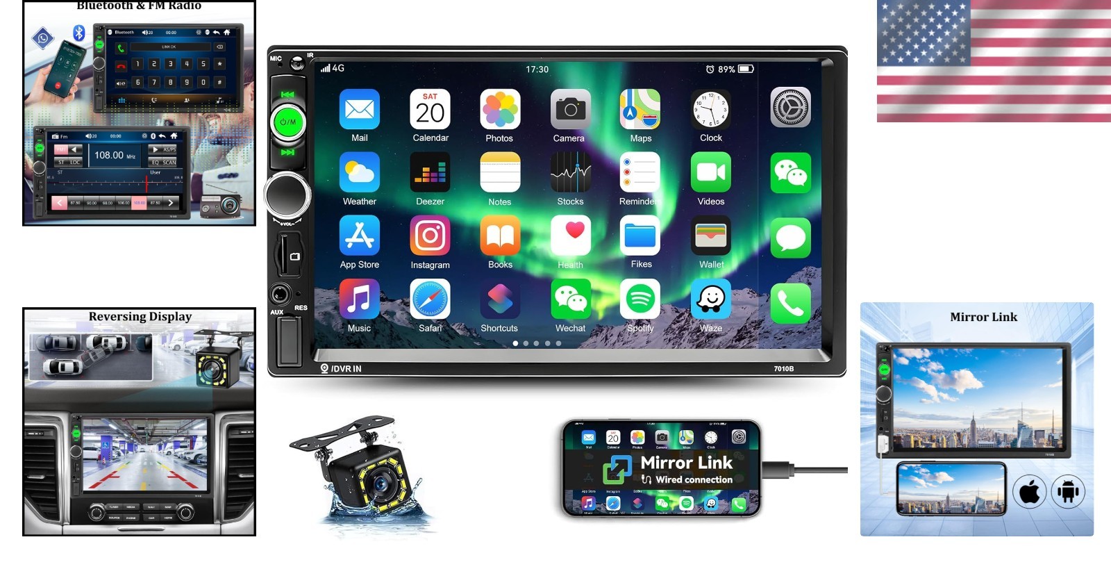 Multimedia Car Stereo System – 7” Touch Display with Bluetooth & Remote Control