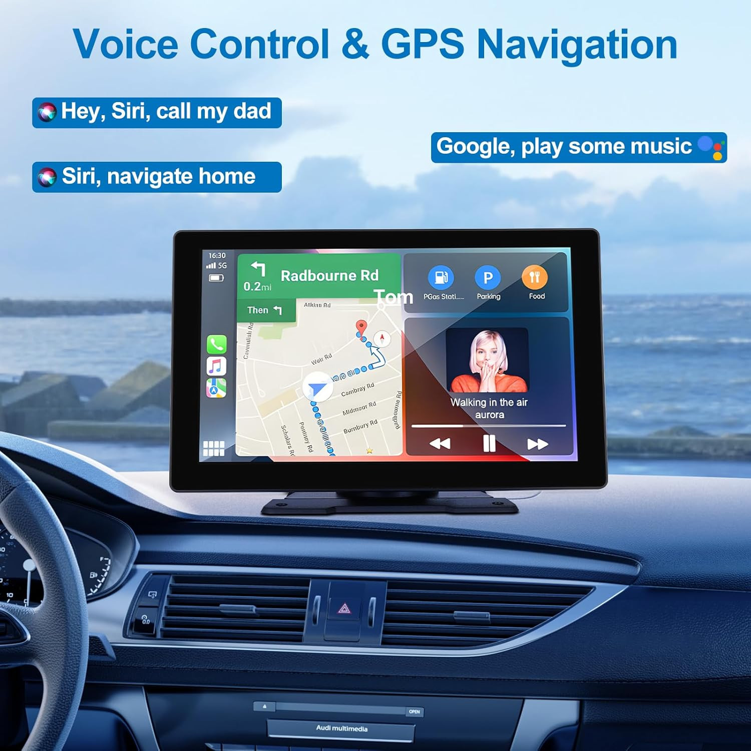 9″ Wireless CarPlay Android Auto Screen 4K Dash Cam Backup Camera GPS Bluetooth