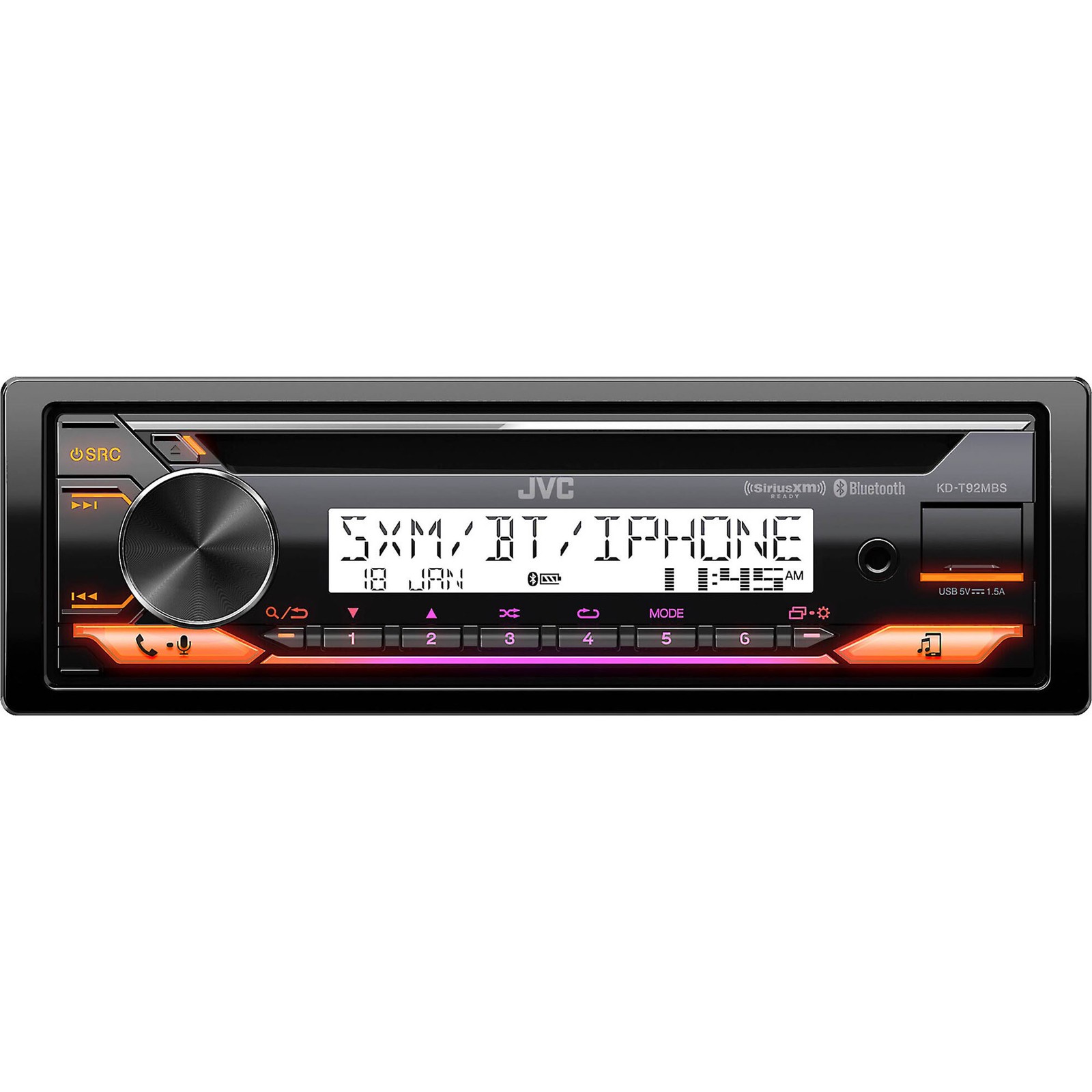 JVC KD-T92MBS Marine CD Receiver Bluetooth, USB, Backlit Display, Conformal C…