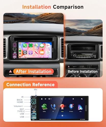 Car Stereo Single Din Carplay Android Auto Car Radio with Bluetooth 5.2, 6.9