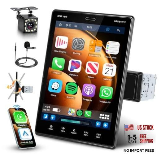 9.5″ Single Din Car Stereo with Bluetooth & HD IPS – CarPlay & Android Auto