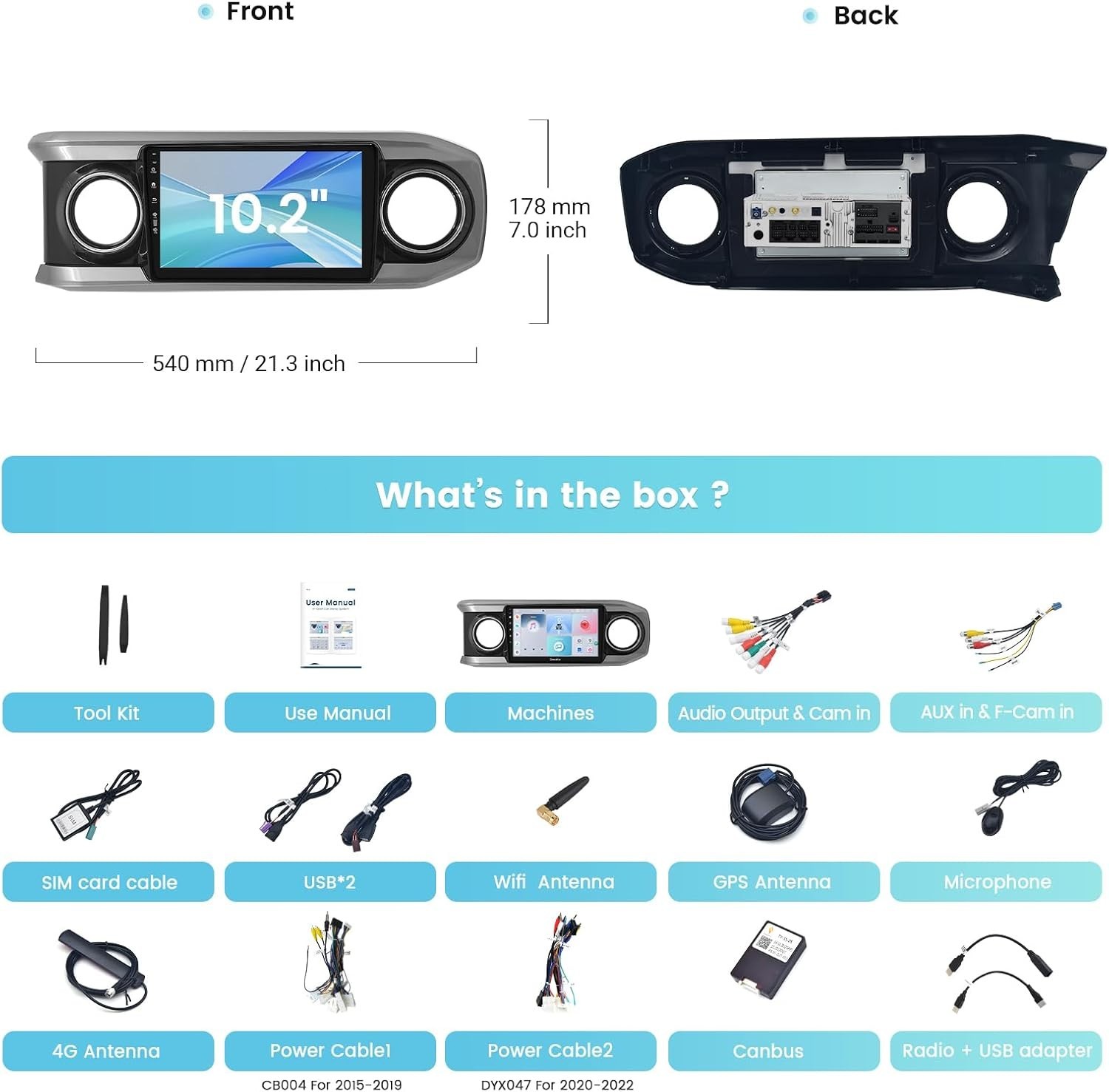 Roadanvi 10.2″ Car Stereo for Toyota Tacoma 2016-2022 Apple Carplay BT 5.0 WIFI