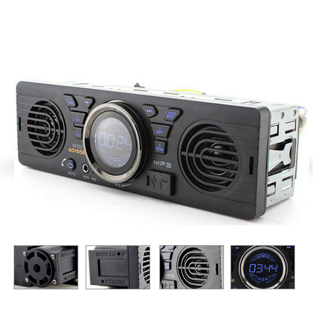 Single 1 Din Car Stereo Radio FM Built-in 2Speakers Bluetooth MP3 player USB/AUX