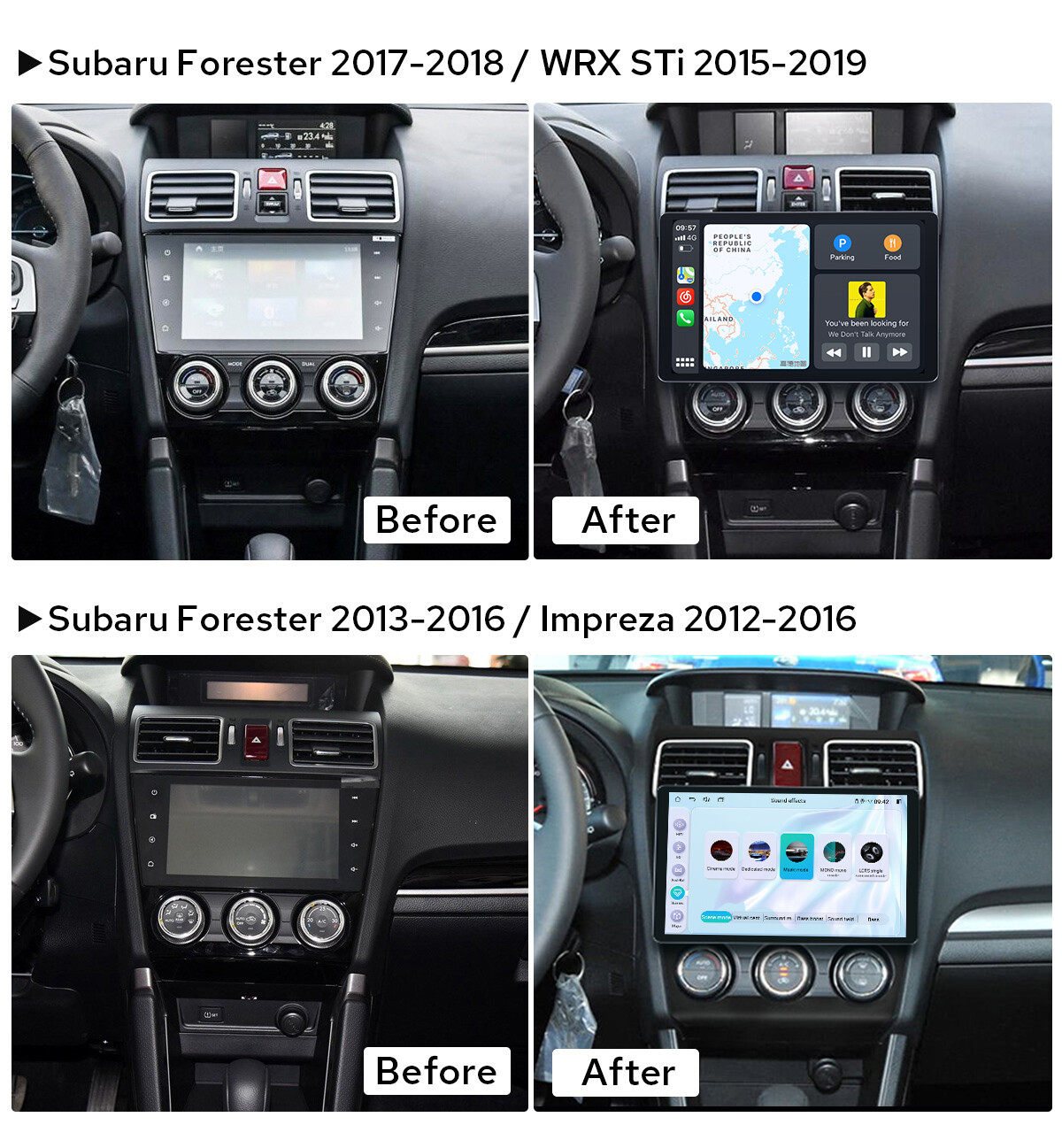Plug&Play 10.1 Inch Android Radio For Subaru Forester Impreza WRX STi 2013-2018