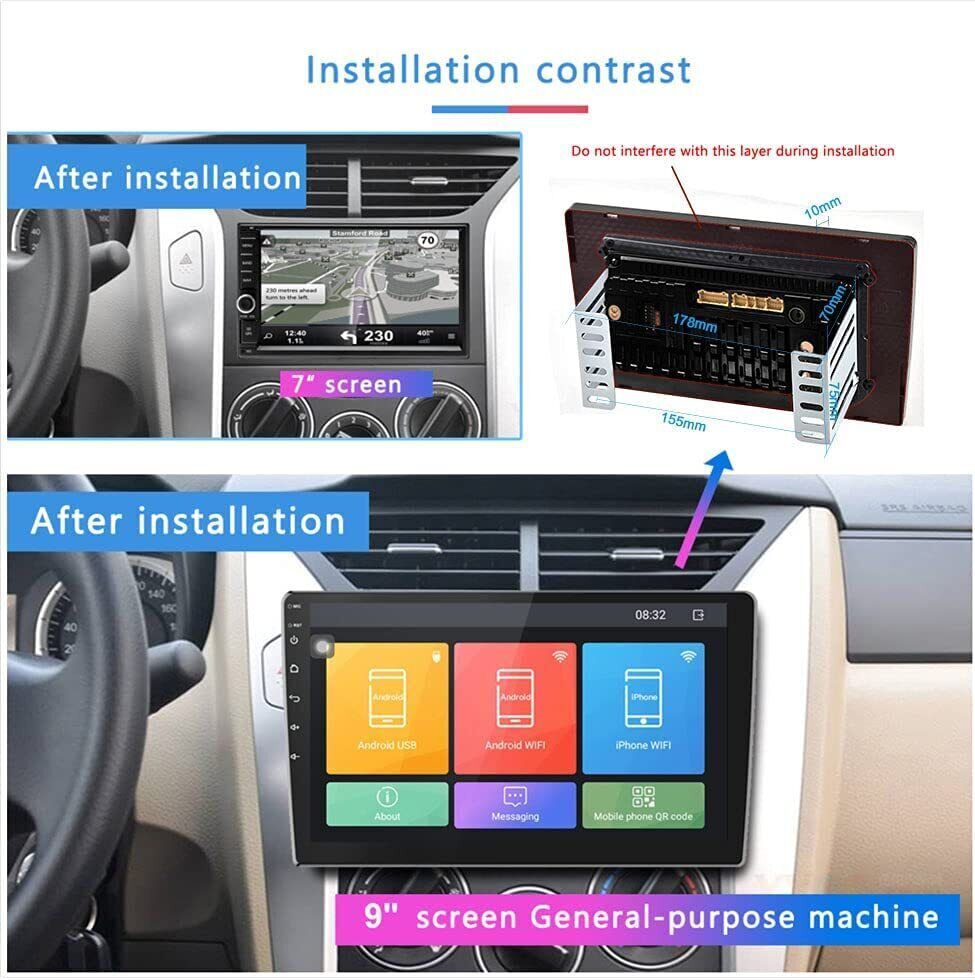 Android 11 Double Din 9″ Car Stereo Apple CarPlay Auto Radio GPS Navi WiFi FM
