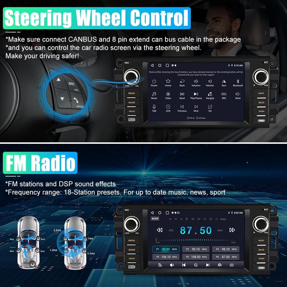 Android Car Radio For Jeep Wrangler JK 2007-2012 Carplay Bluetooth