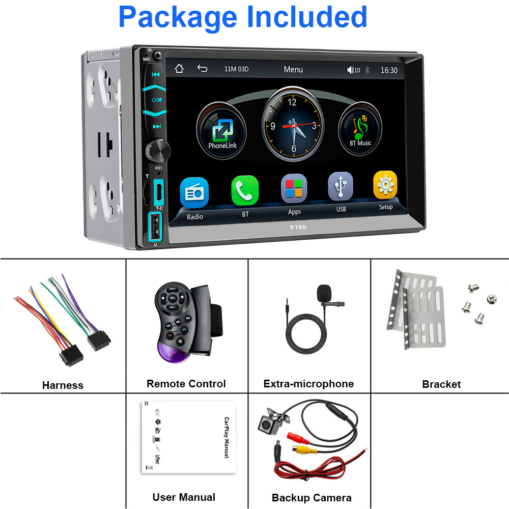10.1” Double Din Android 13 Touch Screen Car Stereo Radio GPS WiFi Carplay+CAM