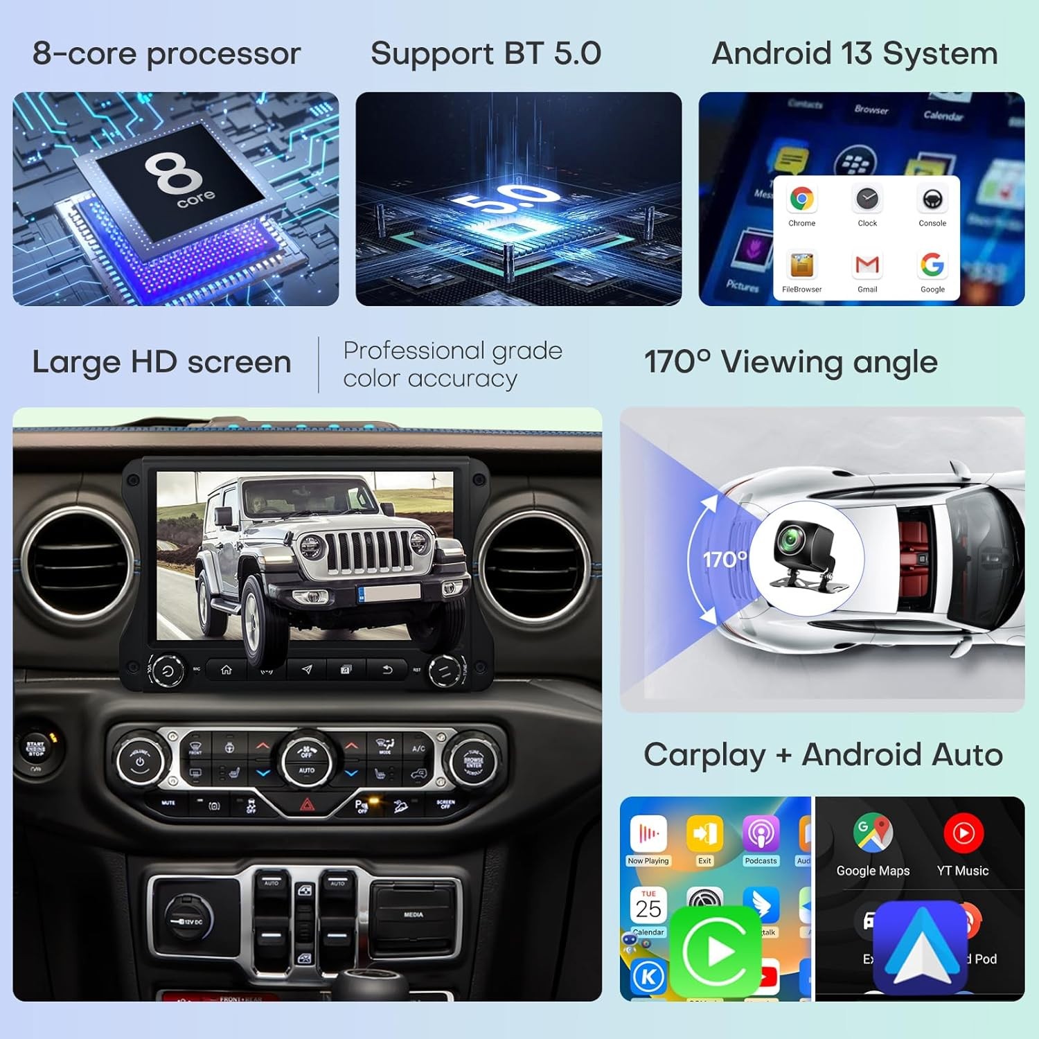 For Jeep Wrangler JL & Gladiator JT 2018-2022 Car Radio Stereo Carplay GPS Navi