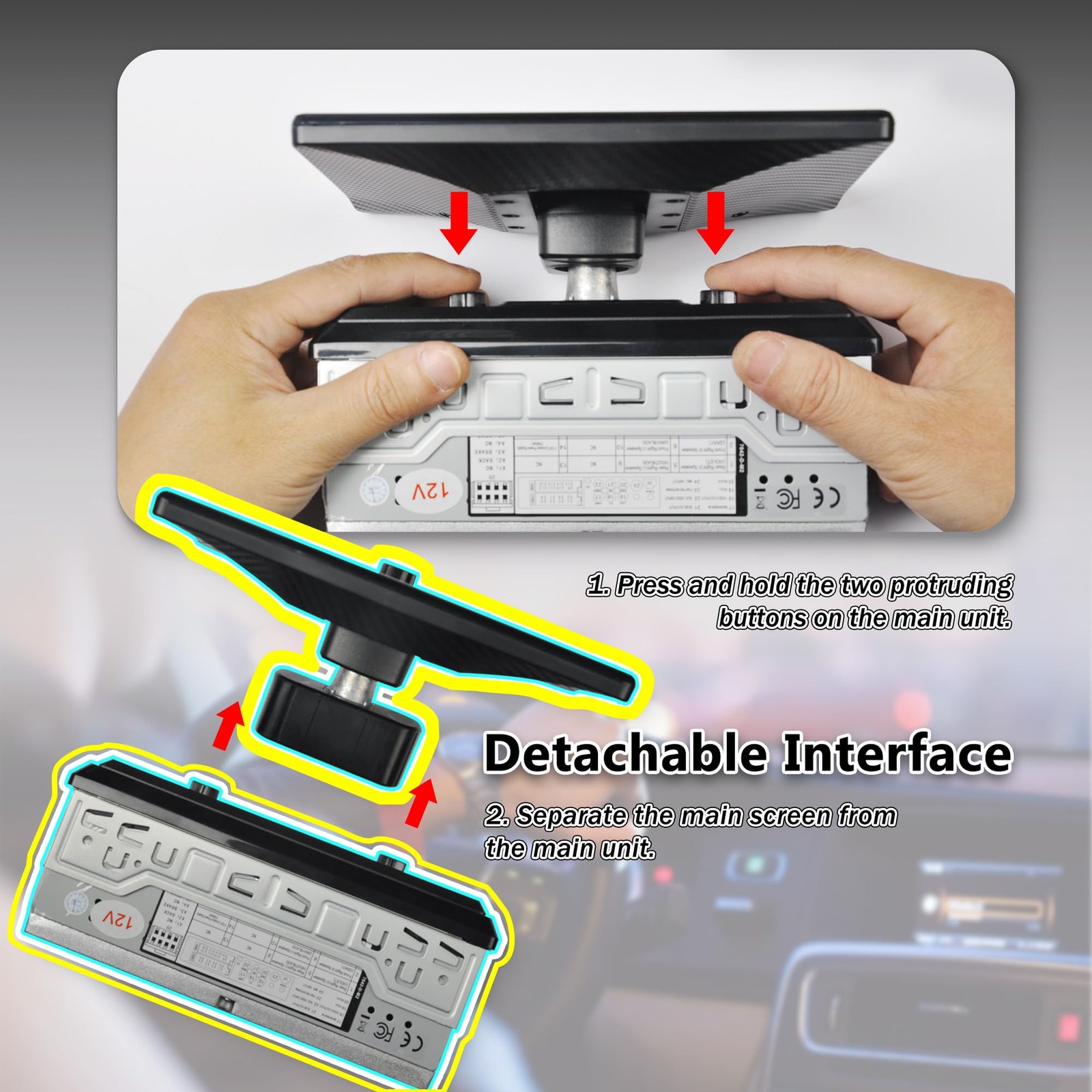 7″ Single Din Touchscreen Radio, Floating Car Stereo with Wireless Apple CarP…