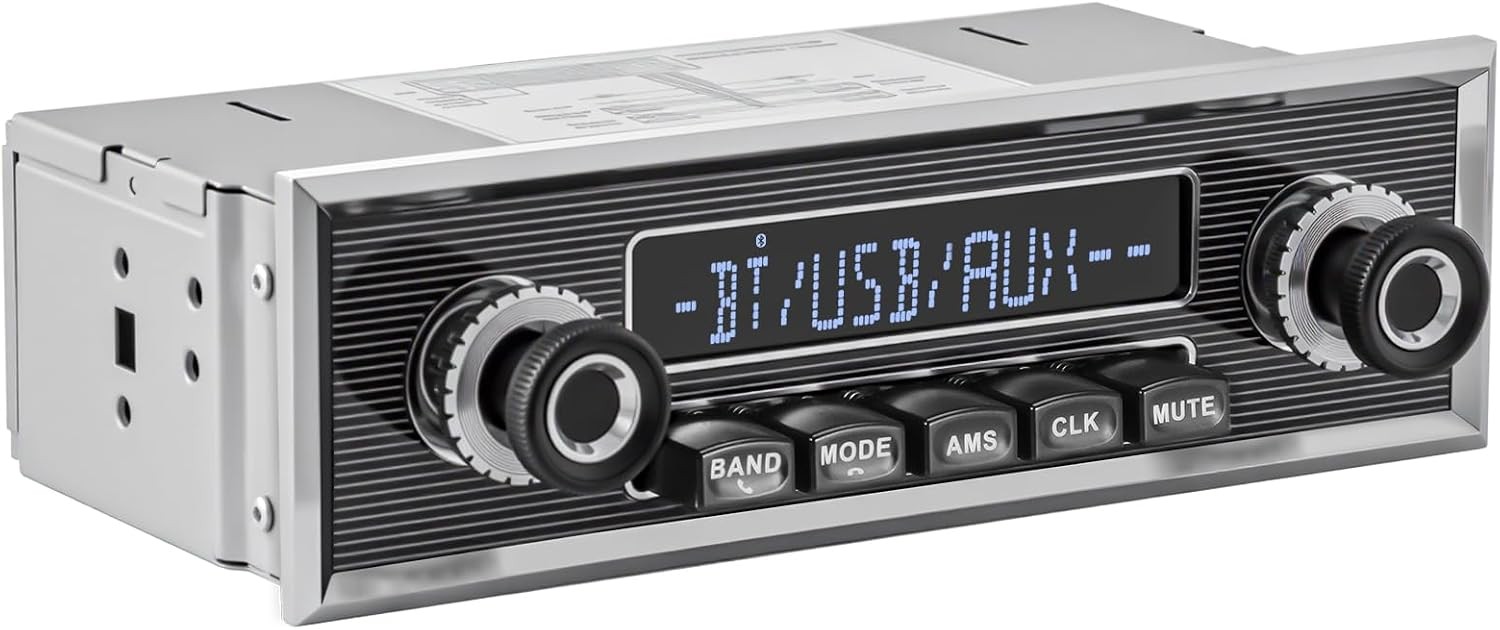 Vintage Car Stereo Single Din Bluetooth AM FM Radio