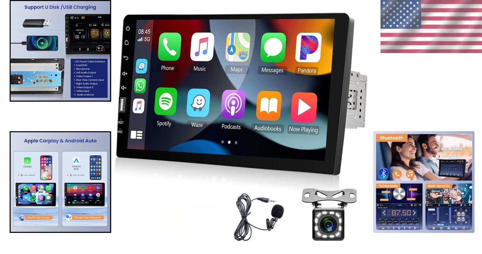 9″ Single Din Car Stereo with CarPlay & Android Auto”