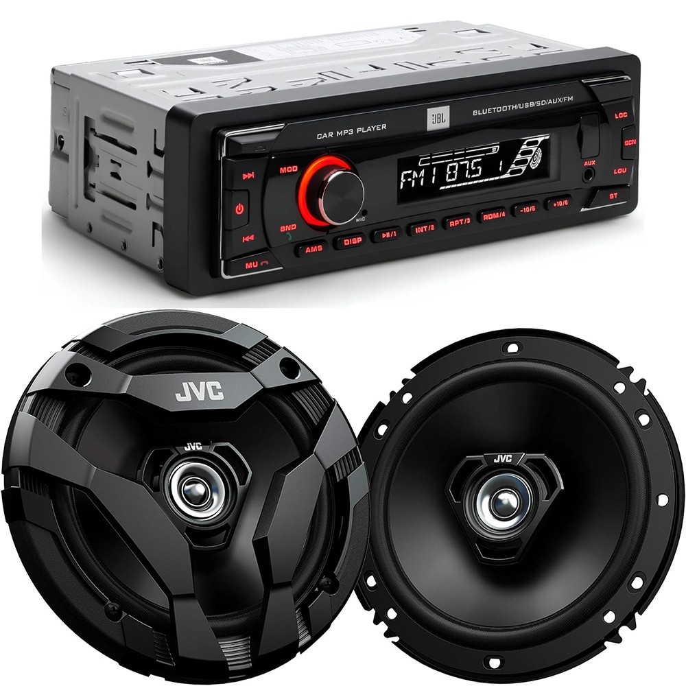 JBL CELEBRITY 100 Bluetooth FM Car Stereo | JVC CSDF620 6.5″ 300W Car Speakers