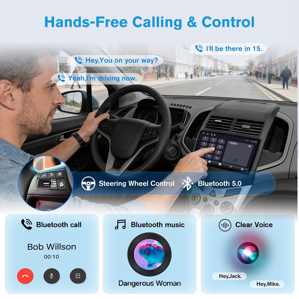 Junsun 5G WIFI Car Stereo for Chevy Aveo Sonic 2011-2015, Android 13, GPS