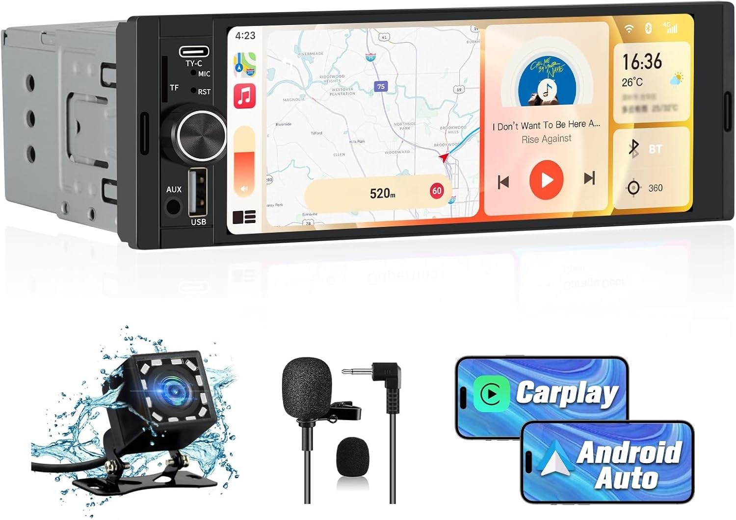 Versatile Single Din Touchscreen Stereo with Wireless Media & Rear View Support