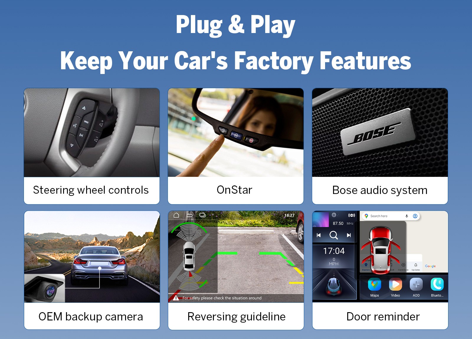 8″ Android 14 4+64 Apple CarPlay Car Stereo for 2007-2013 Chevy Silverado WiFi 6
