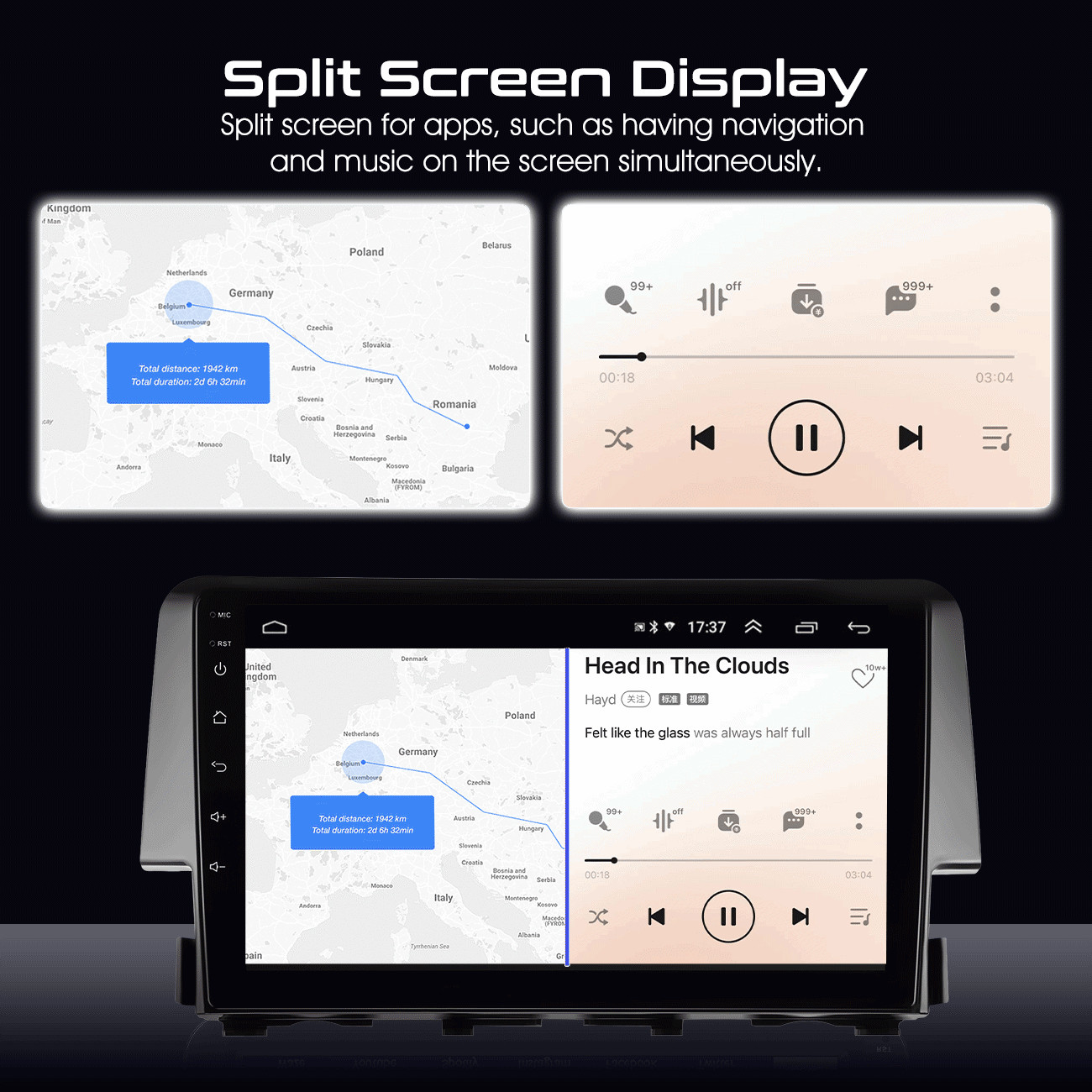 APPLE CARPLAY FOR 2016-2020 HONDA CIVIC ANDROID 12 CAR STEREO RADIO GPS 2+32GB