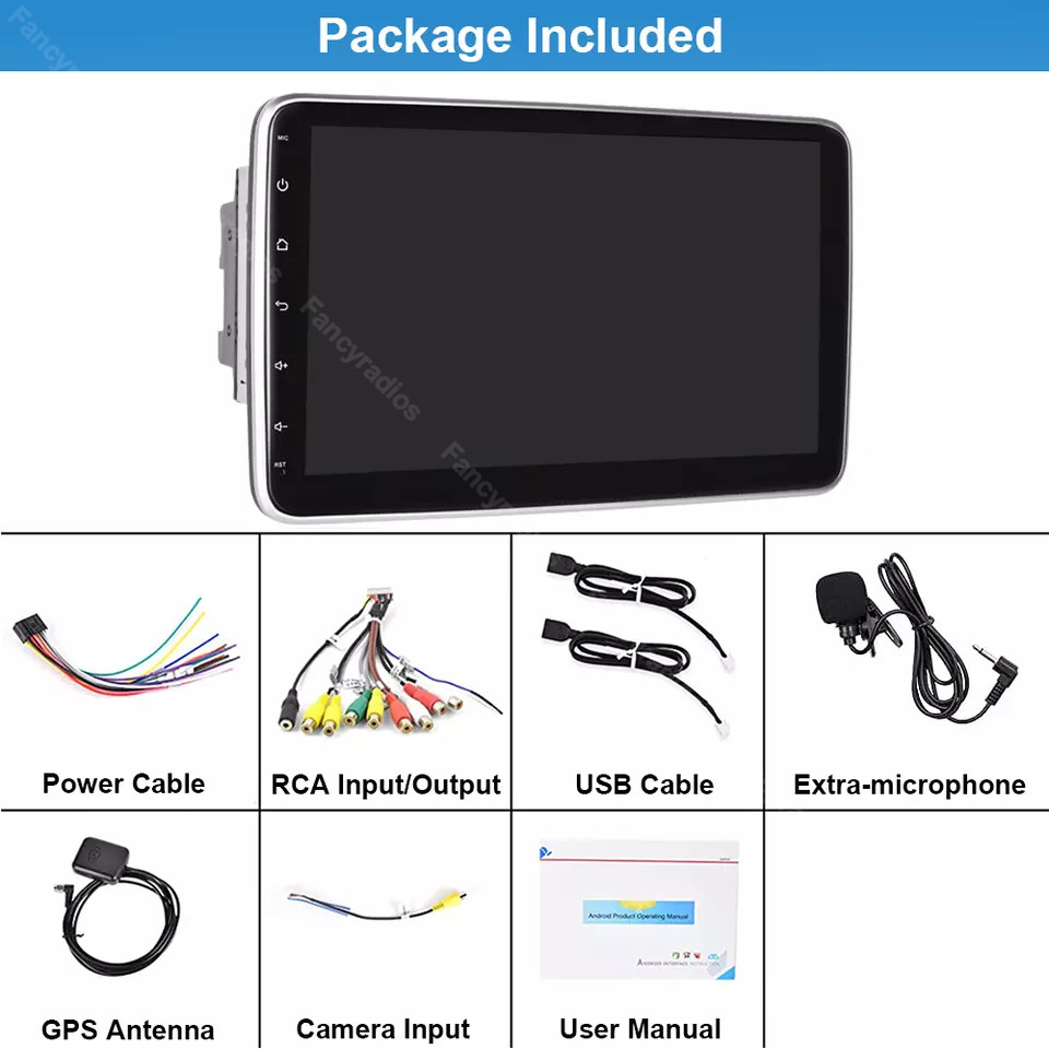 2 DIN Android 13 Apple CarPlay GPS WiFi Car Stereo 10.1” Rotatable Screen Radio
