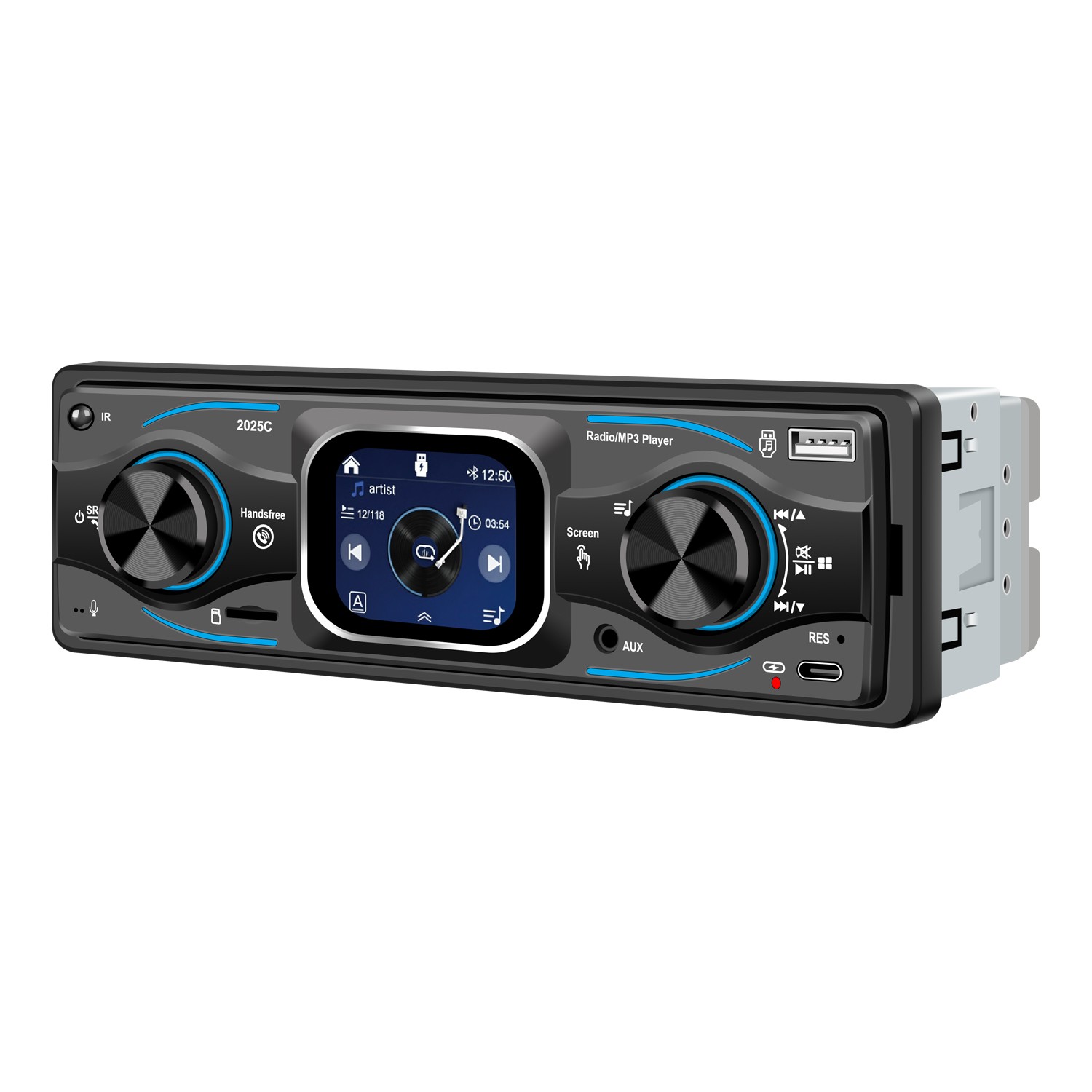 Car Bluetooth MP3 Stereo Radio Single Din Smart Touch FM/USB Head Unit 7-Color