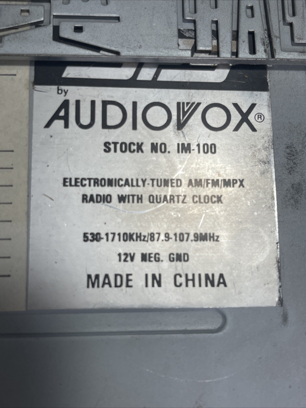 Vintage Audiovox SPS AM/FM Stereo Car Radio, IM-100 For Parts