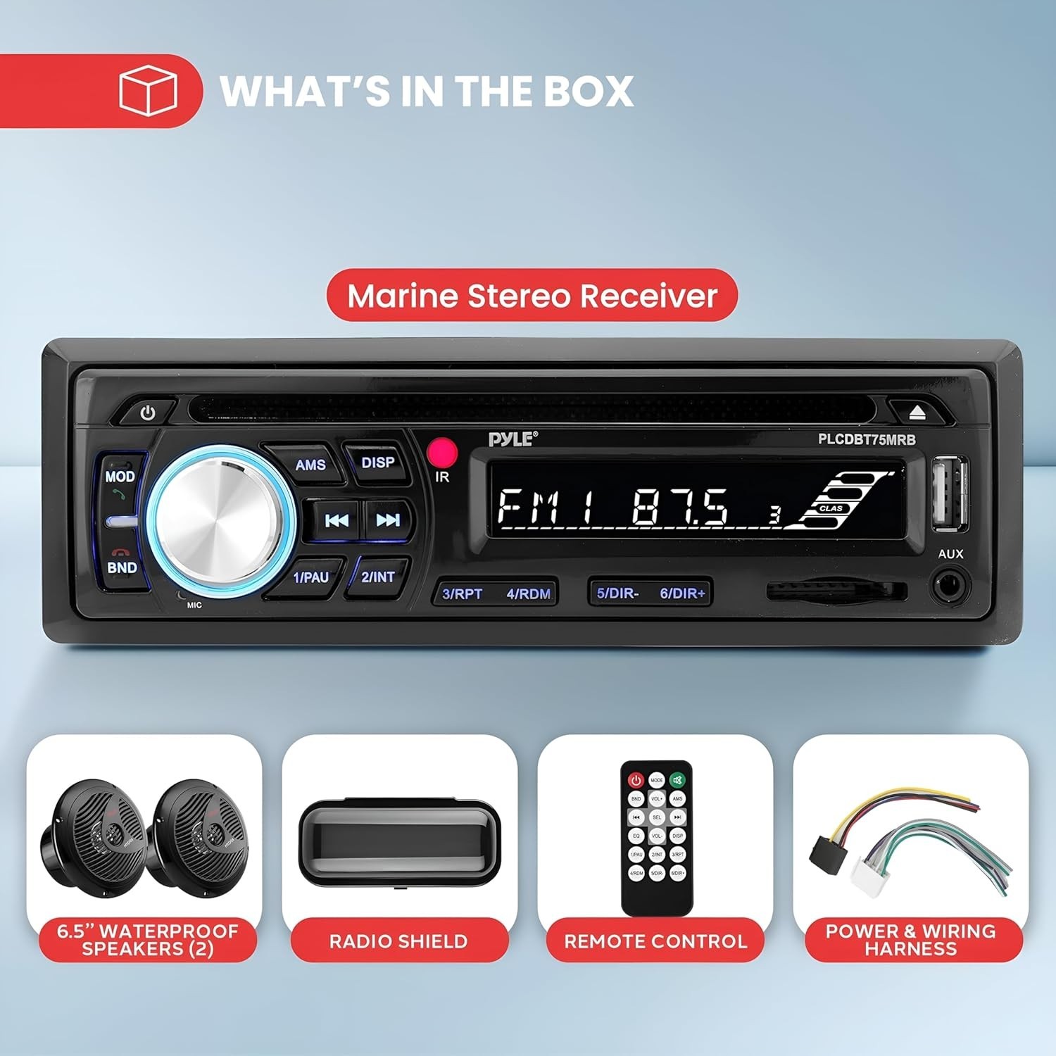 Pyle 6.5” Bluetooth Car Stereo, Waterproof , Single DIN Radio, 200-watt