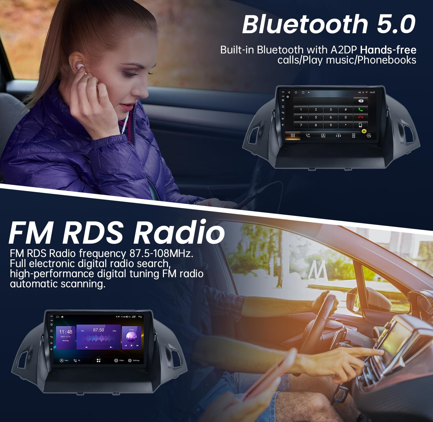 4+64G For Ford Escape 2013-19 Android AUTO Car Radio Stereo Carplay Nav 1280*800
