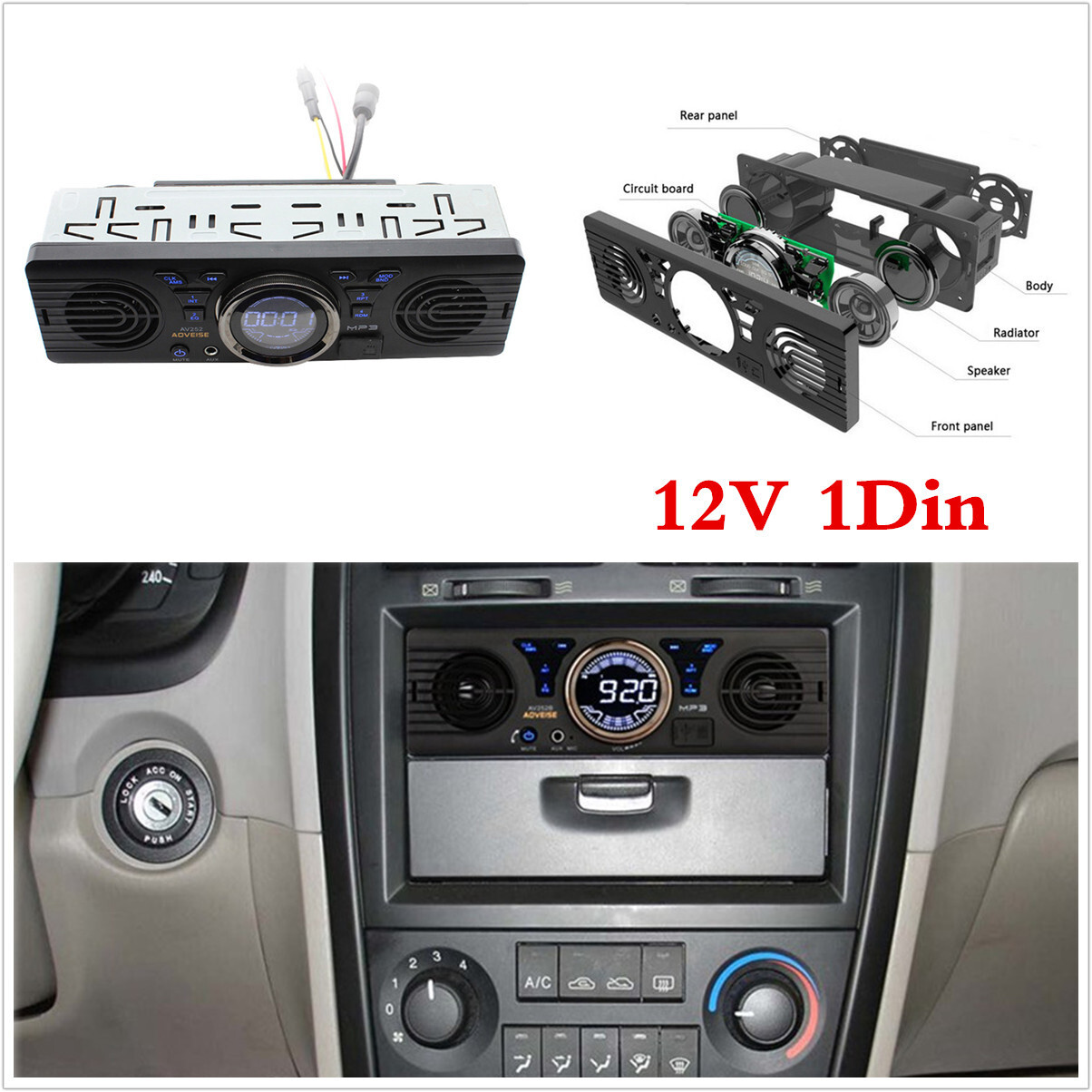 Single Din Car Stereo Radio Bluetooth MP3 Player FM Audio In-Dash USB AUX TF SD