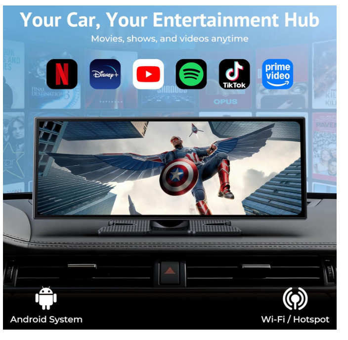 11.26″ Wireless CarPlay Screen for Car, Portable CarPlay & Android Backup Camera