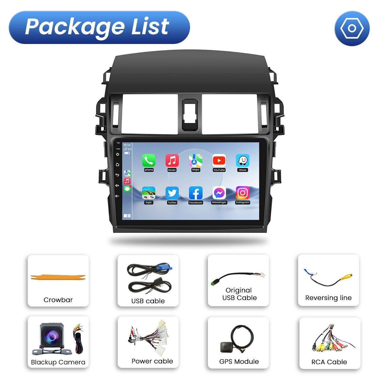 Radio Carplay For 2009-2013 Toyota Corolla w/Cam Backup Camera Android Auto
