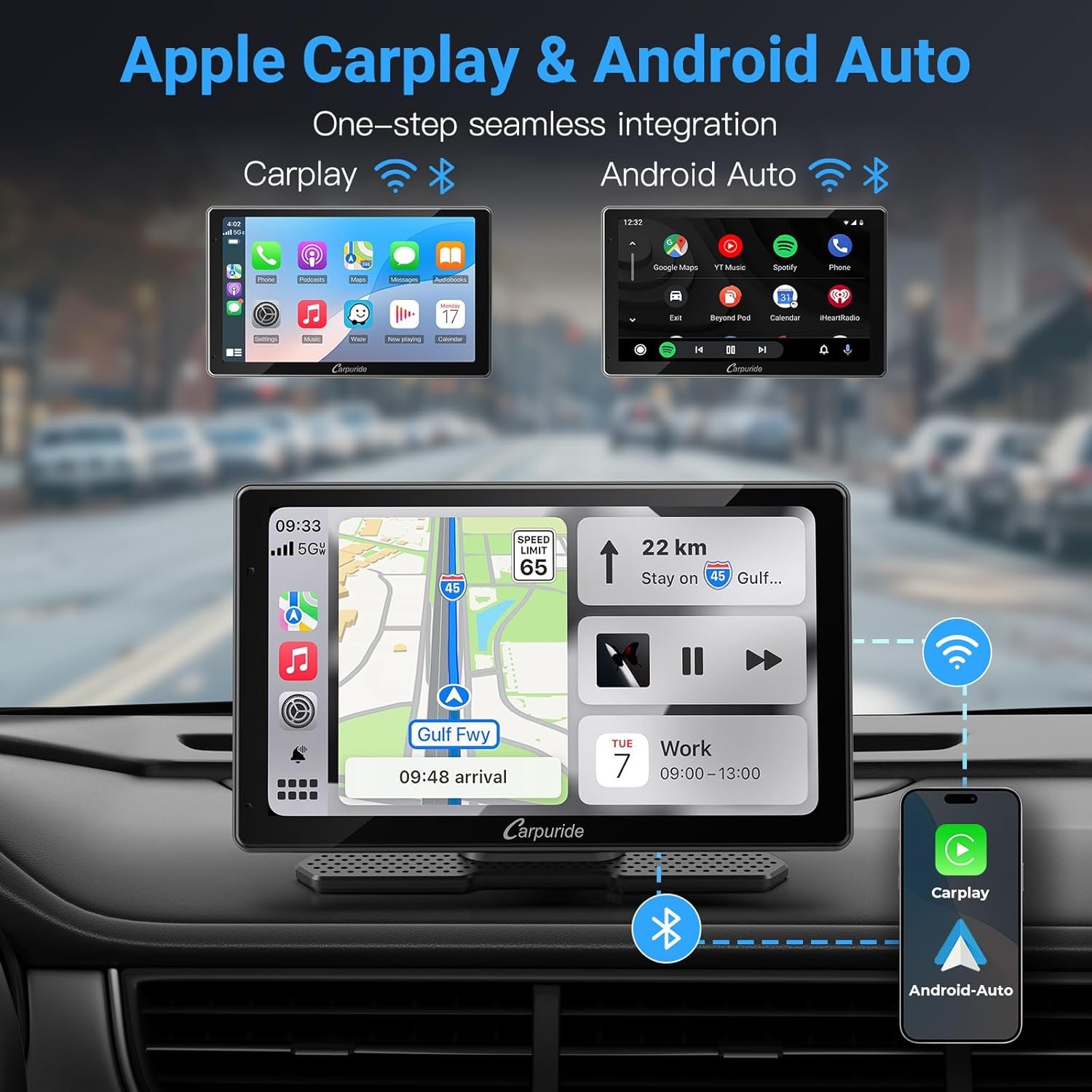 Carpuride W703 Wireless CarPlay 7 IPS 4K Front Camera