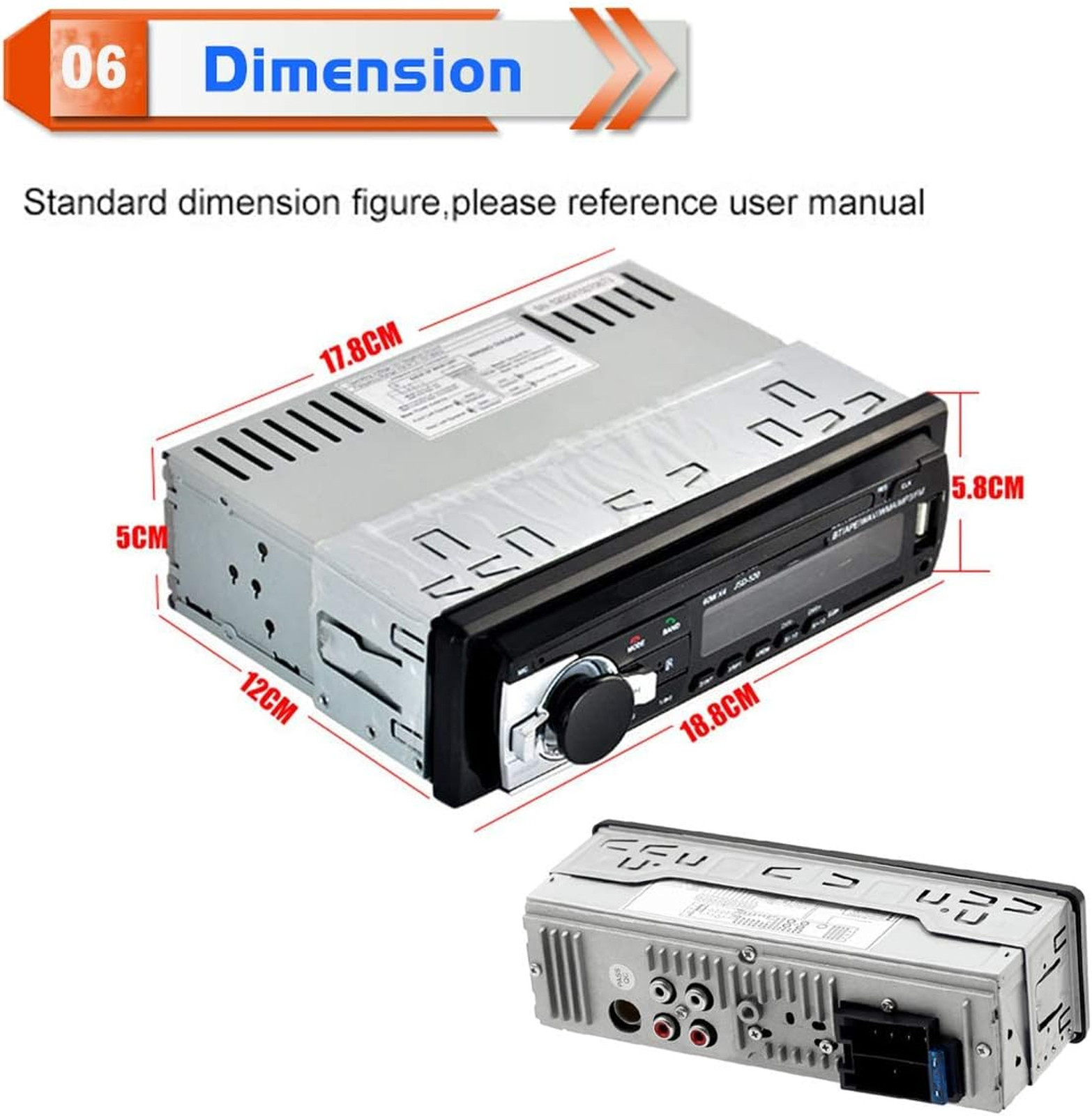 Car Stereo Bluetooth FM Radio MP3 Player USB SD AUX 1 DIN ISO Receiver