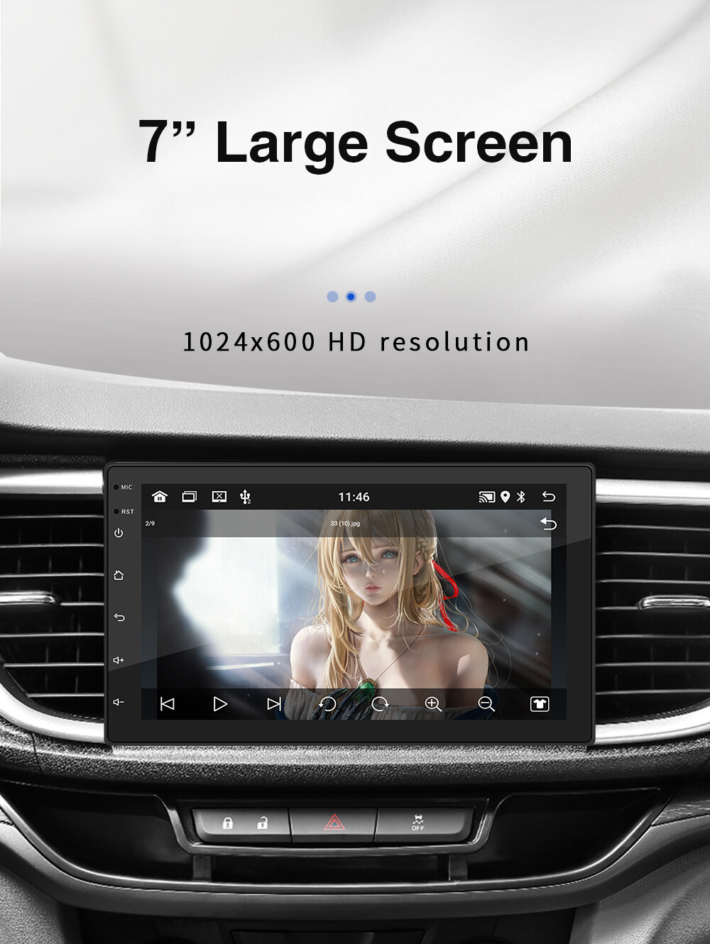 7″ Android Car Radio 1+16GB Double Din Touch Screen GPS Wireless CarPlay WiFi/BT