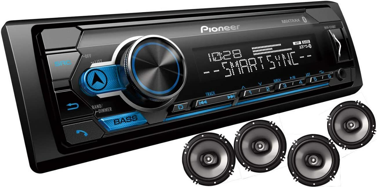 Pioneer MVH-S3166BT Bluetooth Media iPhone Android Pandora USB Aux & 4 Speakers