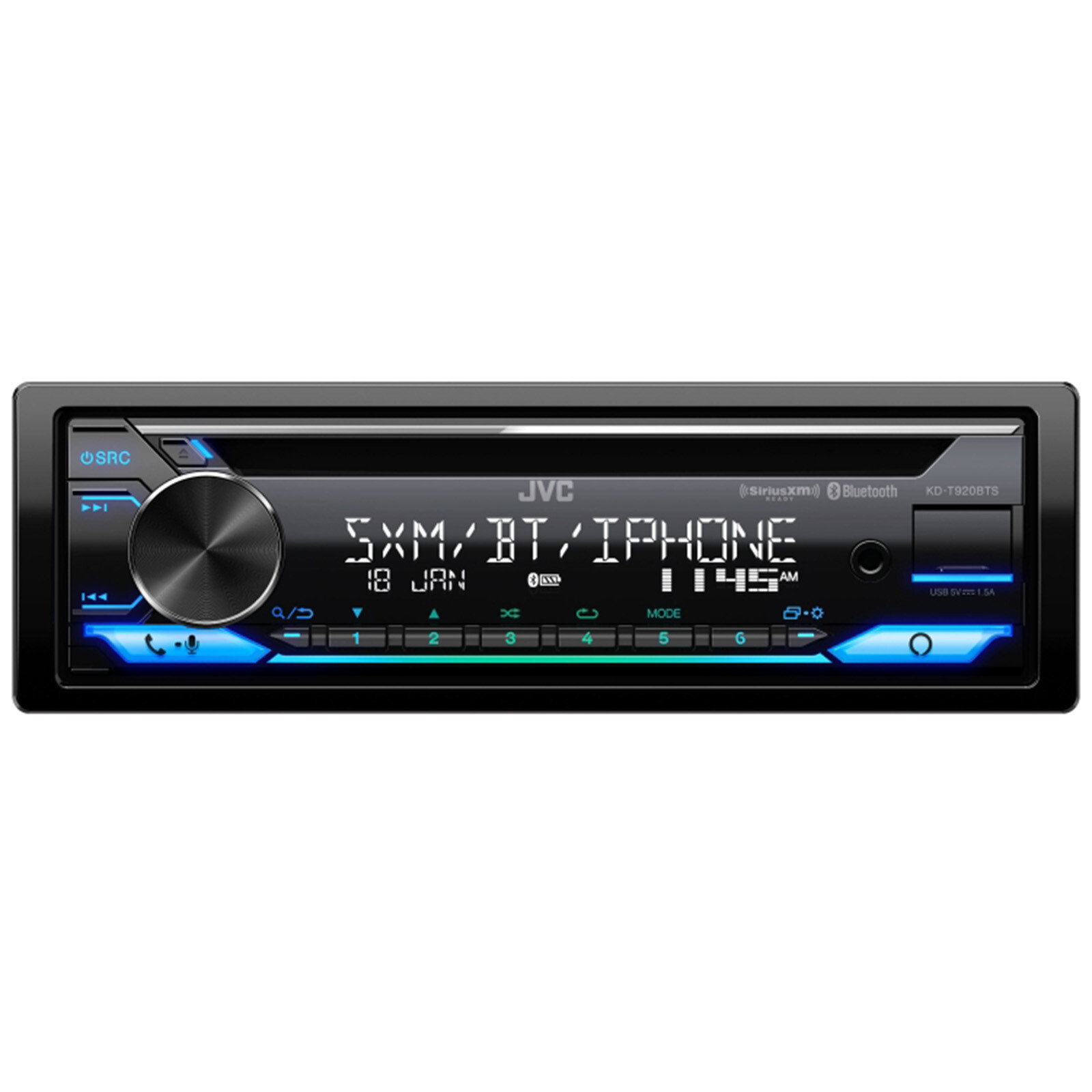 JVC KD-T920BTS Single DIN AM/FM Radio USB Bluetooth CD Player Car Receiver