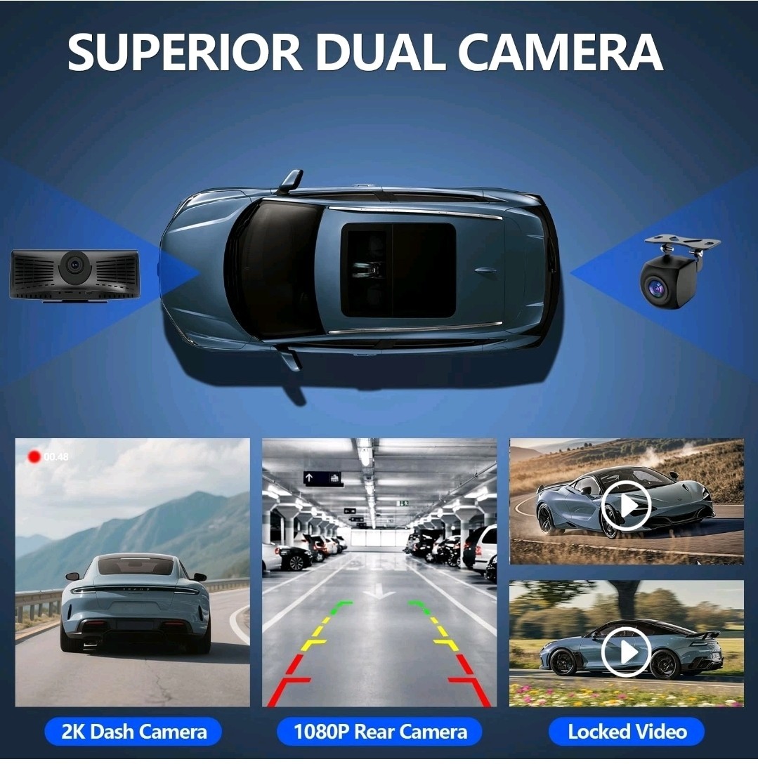 Wireless CarPlay Screen with 2K Dash Cam, 8.1″ Portable Touchscreen Car Stereo