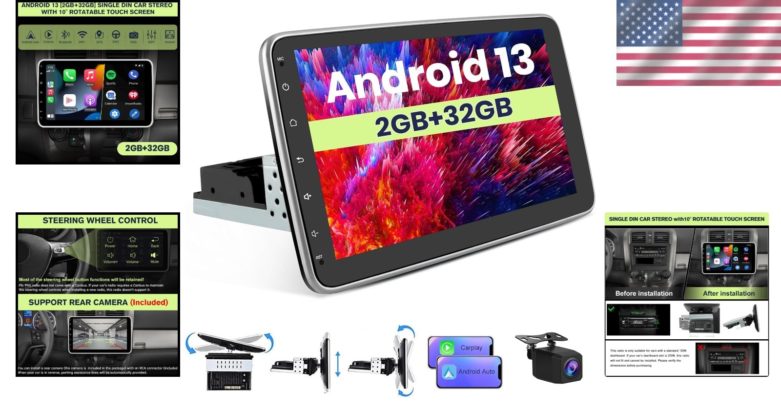 10 Inch Bluetooth Car Stereo with GPS & Rear Camera Integration – Modern Upgrade