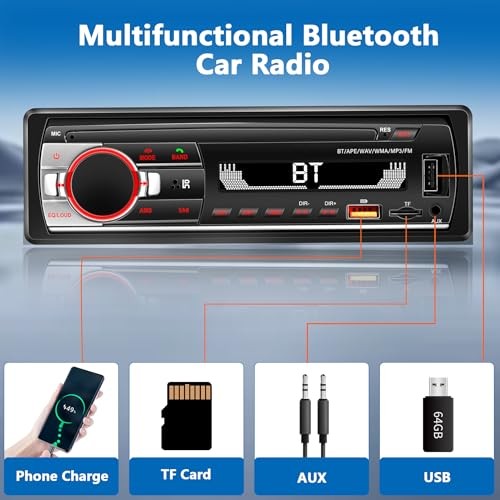 Single DIN Car Stereo Bluetooth, Car Radio Audio with Handsfree & App Control,