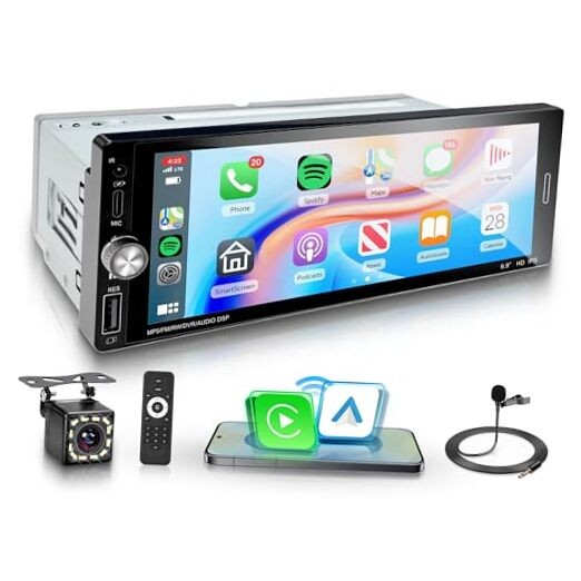Car Stereo Single Din Wireless Carplay 6.9 inch Wireless Carplay Android auto